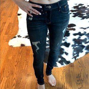 Dark denim legging mid rise jeans